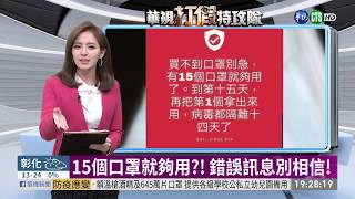 15個口罩就夠用?! 錯誤訊息別相信! | 華視新聞 20200219