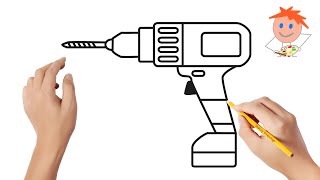 How To Draw An Electric Drill Easy Step By Step | Drawing For Kids