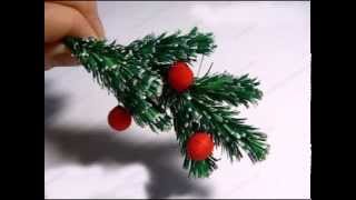 Как сделать пышную ветку елки из бумаги.How to make a Christmas tree branch Paper