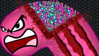 Wormate.io 1 Giant Monster Worm vs. 27722227 Invasion Worms | Wormateio Best Trolling Gameplay!