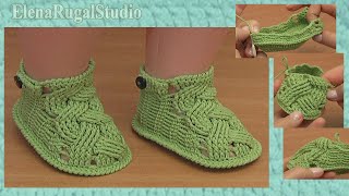 Вязаные пинетки крючком Урок 82 часть 1 из 2