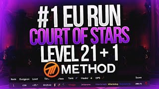 #1 EU RUN! Level 21+1 Court of Stars Mythic+ Blood DK Tank Nnogga POV - Method
