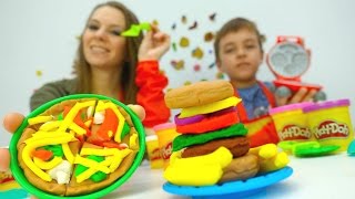 Пицца и Бургеры из плейдо. Развивающее видео.