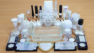 WHITE SLIME Mixing makeup and glitter into Clear Slime Satisfying Slime Videos