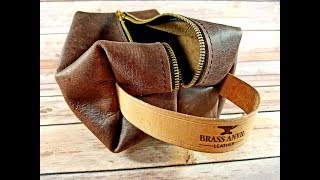 Making a leather shaving kit bag