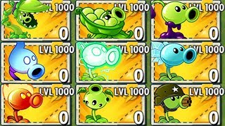 All Pea Plants LEVEL 1000 Power-Up! in Plants vs Zombies 2