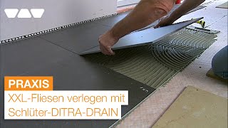 Großformatige Fliesen legen mit Entkopplung und Anschlussprofil