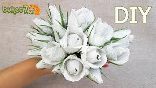 Маленькие бутоны роз из конфет ☆ Crepe paper flower ☆ Diy rouse