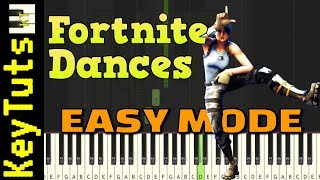 Fortnite Dances Mashup - Easy Mode [Piano Tutorial] (Synthesia)