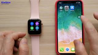 How IWO 8 Smart Watch Connect with iPhone - 44mm Apple Watch Series 4 Clone Review