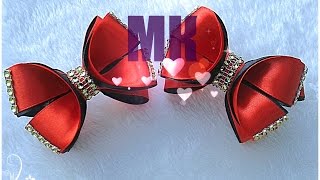 Красивые 3D бантики из лент 2.5 см своими руками / мастер класс бантики / нижние отрезки по 10 см