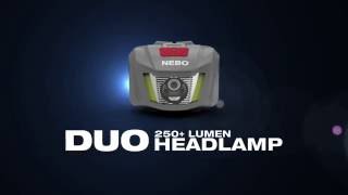 DUO 250+ Lumen Headlamp by NEBO - Bright Spot Light & Worklight w/ Steady Red On & Emergency Flasher