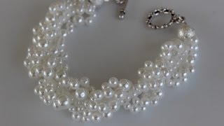 Beaded Bracelet for beginners. Seed beads Pearls.Bead weaving