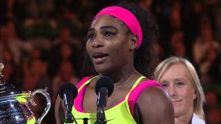 Serena Williams Winning Speech (Final) | Australian Open 2015
