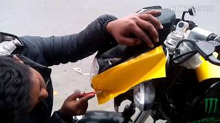 Pulsar 180 body design with yellow radium sticker//Pulsar 180 body modifications with stickers