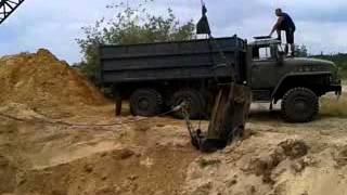 Драглайн погрузка песком УРАЛ