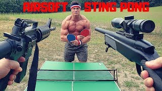 Painful Airsoft STING PONG Challenge | Bodybuilder VS Airsoft Guns and Sniper Fail