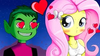 Beast Boy and Fluttershy FIRST KISS! FNAF vs Teen Titans GO (Minecraft My Little Pony Roleplay)
