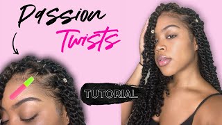 EASY Passion Twists on Natural Hair (NO HEAT) |  Beginner Rubber Band Method + How to PART YOURSELF!