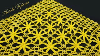 Шаль крючком. Ромашки. Мастер класс. Crochet shawl. Master Class.