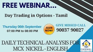 MCX NICKEL TRADING TECHNICAL ANALYSIS SEP 06 2018 IN ENGLISH CHENNAI TAMIL NADU INDIA