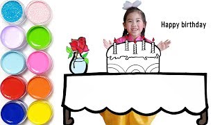 Birthday Cake Drawing and Coloring For Kids, Coloring Pages For Children 마법그림(magic painting)