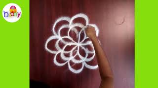 Margazhi kolam rangoli designs with dots for Thai Pongal  | Little Daddy Sunny |Easy Rangoli Designs