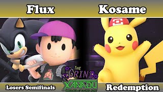 The Grind 112 Flux (Sonic, Ness) vs Kosame (Pikachu) Redemption Losers Semis