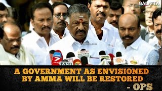 O. Panneerselvam: A Government As Envisioned By AMMA Will Be Restored