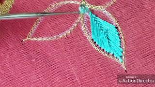 AARI WORK FISHBONE/LEAF FILLING STITCH TUTORIAL | HAND EMBROIDERY STITCHES