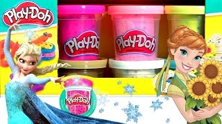Play Doh Confetti using Glitter Glider Elsa Anna Disney Frozen MagiClip Snow Belle Magic Clip Dolls
