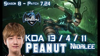 LZ Peanut NIDALEE vs JARVAN IV Jungle - Patch 7.24 KR Ranked