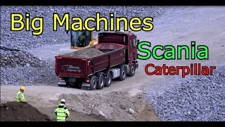 Scania truck vs Volvo 210B Excavator Big Machines at work Caterpillar 324D Excavator