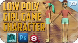 Low Poly Girl Speed Creation (FREE DOWNLOAD) | Maya, Photoshop, Substance Painter