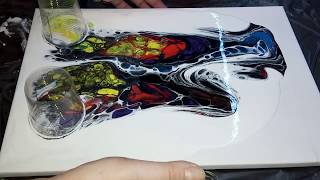 Акриловая заливка в технике дырявый стакан."Бабушкин коврик".Acrylicpouring.