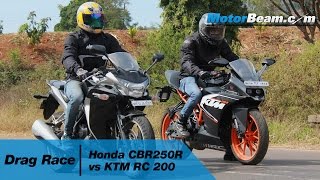 Honda CBR250R vs KTM RC 200 - Drag Race | MotorBeam