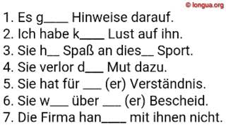 A1, A2, B1, B2, C1, Übungen, Prüfung, Verb, Präpositionen, Pronomen, Akkusativ, Dativ, den, dem, ihn