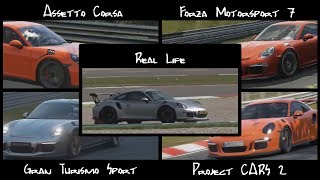 Assetto Corsa vs Forza 7 vs GT Sport vs Project CARS 2 vs Real Life (PORSCHE 911 GT3 RS)