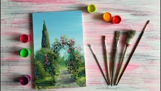 В Сочинском дендрарии. Рисуем гуашью