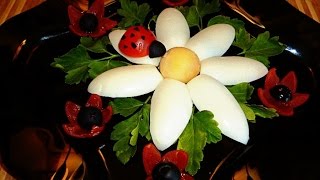 Украшения из яйца и помидор! Decoration of eggs and tomato!