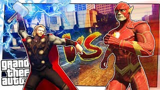 THOR vs FLASH a LOS SANTOS! (GTA 5 Supereroi Thor Mod ITA Marvel Infinity War vs DC)