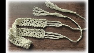 Вязаный ажурный пояс /  Мк / Пояс крючком для юбки .