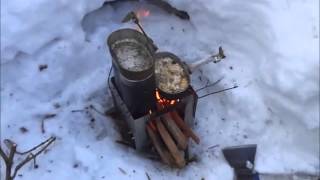 Печка щепочница. Полевое испытание 1.