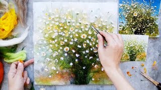 Рисуем шерстью ромашки, мастер-класс