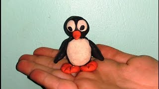Пингвин. Поделка из пластилина. Craft penguin from plasticine.