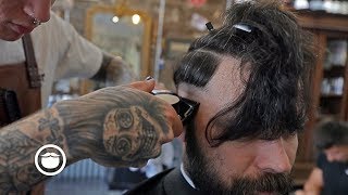 Mid Skin Fade with Pomp Side Part