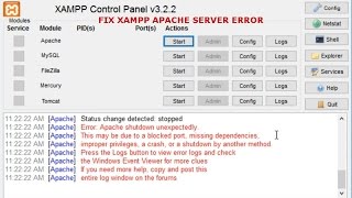 How to fix missing dependencies error message in Xampp Apache Server
