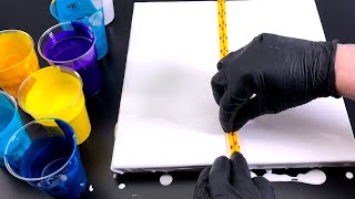 String pull acrylic painting - fluid abstract art with a thin rope