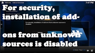 For security, installation of addons from unknown sources is disabled- Kodi Krypton Fix