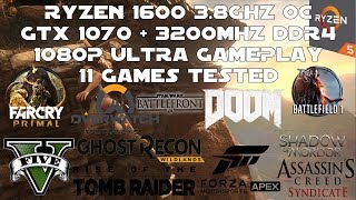 Ryzen 5 1600 + GTX 1070 - 1080p Ultra Gaming Benchmarks - 11 Games Tested